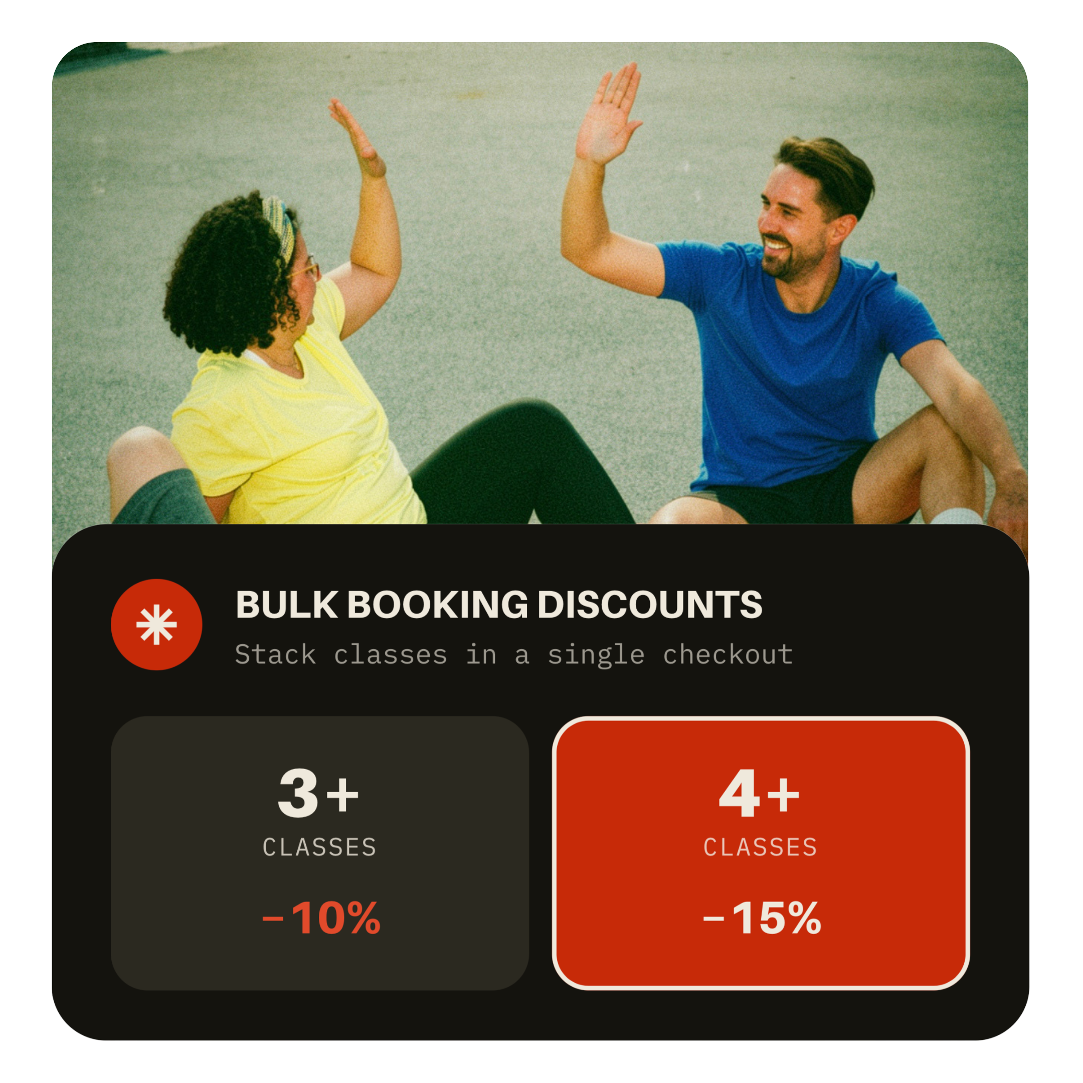Bulk booking discounts card